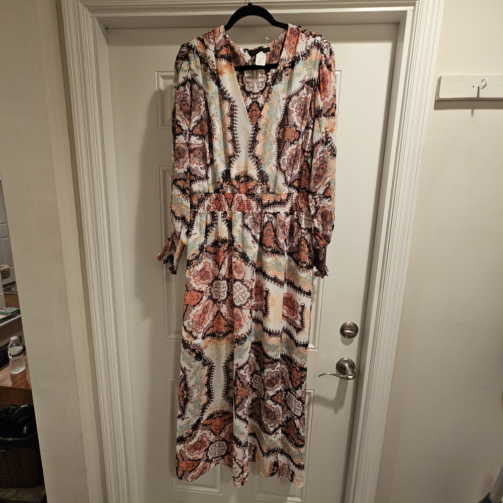 INC International Concepts Red Bishop Sleeve Sundress 2X